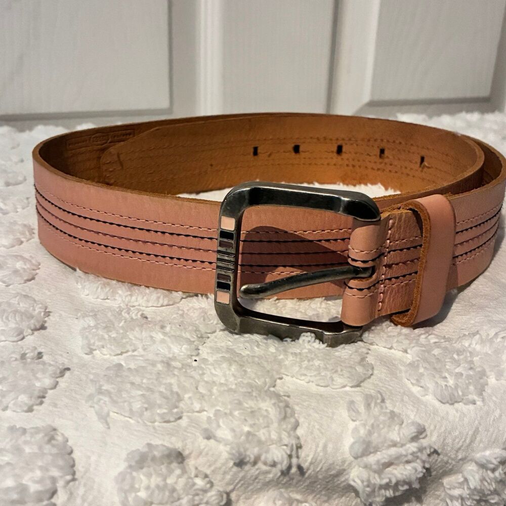 Fossil Blush Pink Wide Leather Belt Size Medium